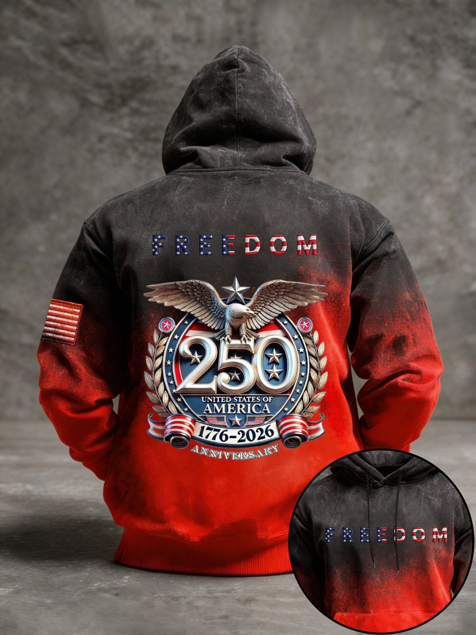 250th Anniversary Of The United States Freedom Hoodie 250 Years Of America Patriotic Hoodie Red