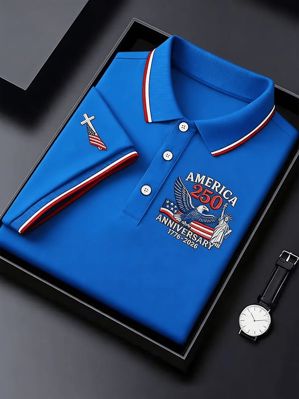 250th Anniversary Of The United States Polo Shirt Faith Cross Independence Day Apparel