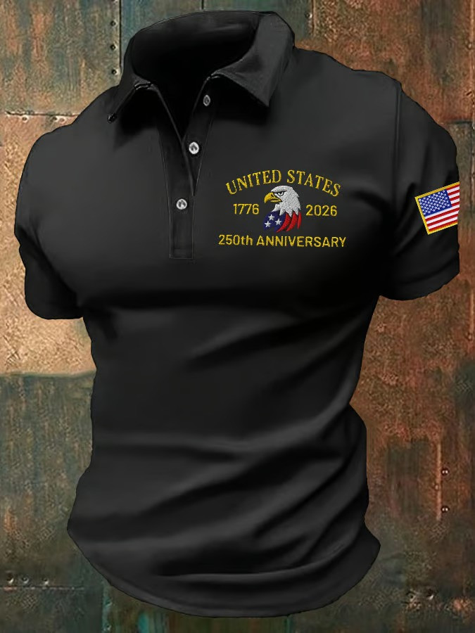 250th Anniversary United States 1776 2026 Bald Eagle Polo Shirt Patriotic Independence Gift For Dad
