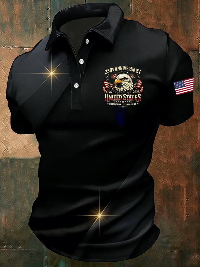250th Anniversary United States Polo Shirt Bald Eagle Independence Pride 1776 Gift For Dad