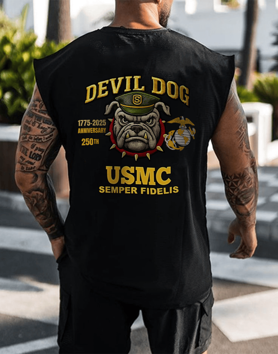 250th Anniversary US Marine Corps Devil Dog Printed Tank Top Gifts For Marines