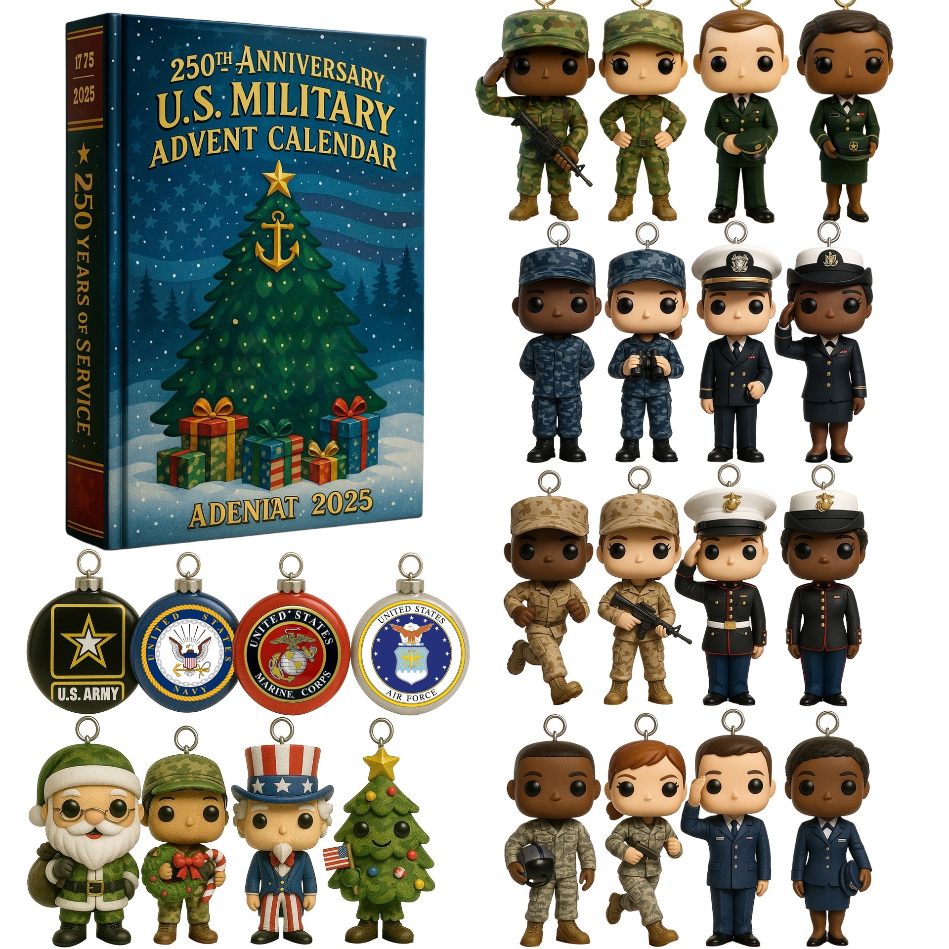 250th Anniversary US Military Advent Calendar 2025 Christmas Advent Calendar Veteran Xmas Gifts
