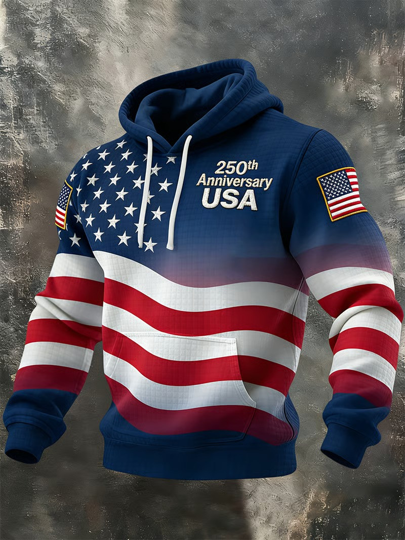 250th Anniversary USA 1776 2026 Hoodie American Flag Stars Patriotic Pullover Best Gift For All Family