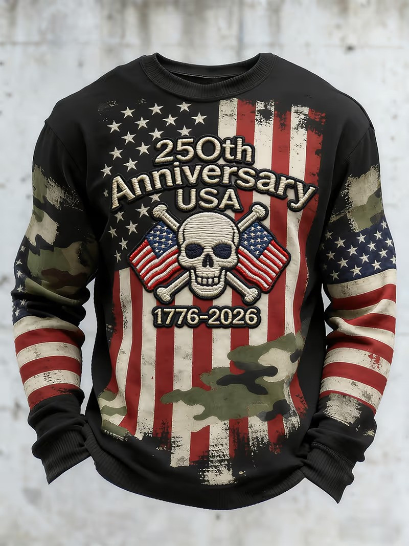 250th Anniversary USA 1776 2026 Skull Long Sleeve Shirt Patriotic Apparel Best Gift For Independence