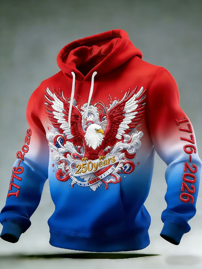 250th Anniversary USA Flag Hoodie USA 1776 2026 Patriotic Eagle Clothes Gift For Him