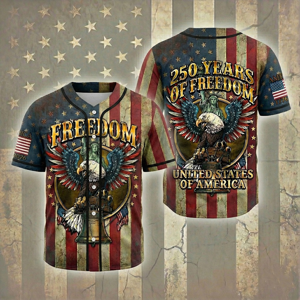 250th Anniversary USA Freedom Baseball Jersey 1776 2026 American Eagle Liberty Bell Patriotic Gift