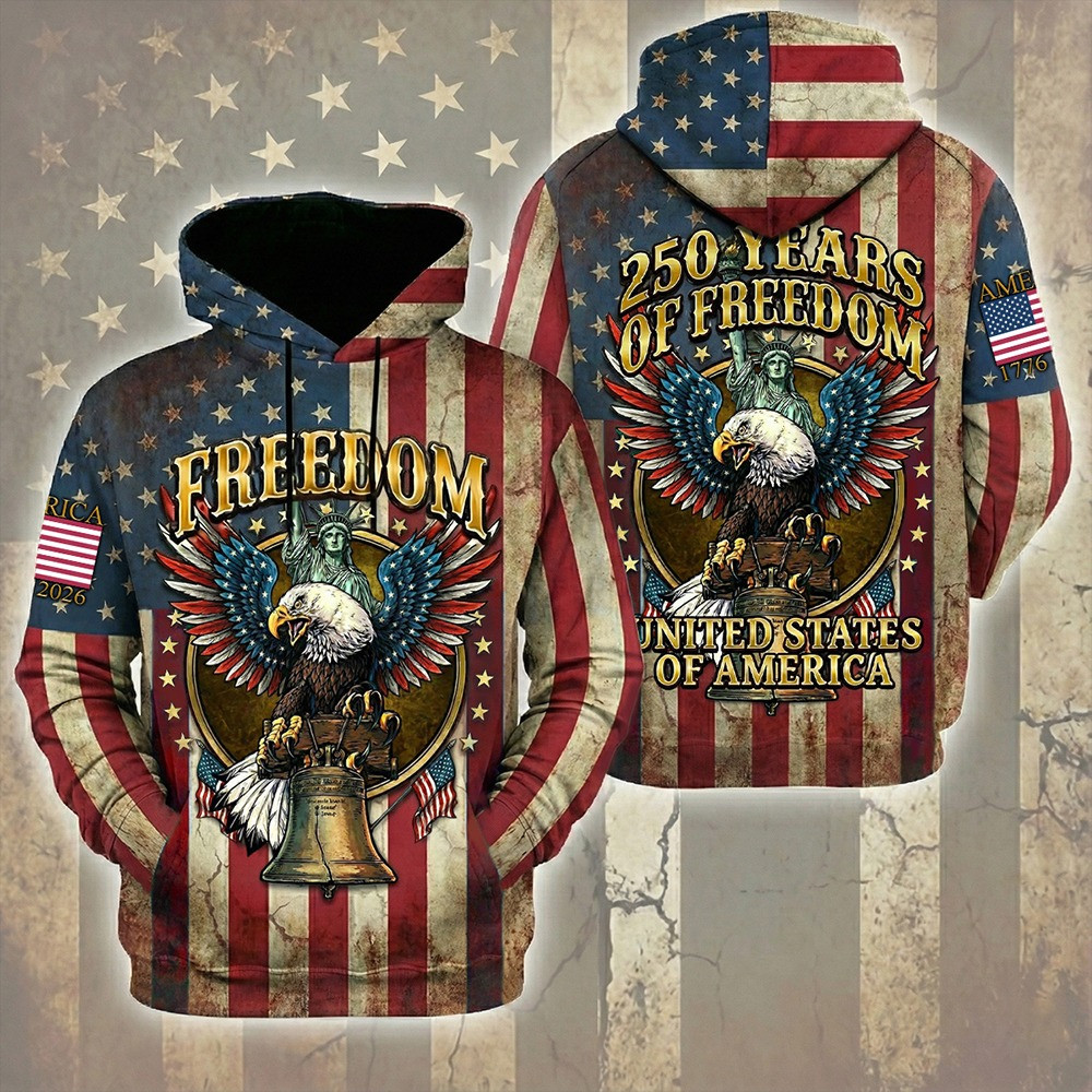 250th Anniversary USA Freedom Hoodie 1776 2026 250 Years Of Freedom American Eagle Patriotic Gift