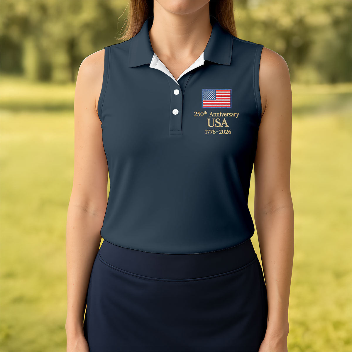 250Th Anniversary USA Sleeveless Polo Shirt Patriotic Clothing Gifts For Female Golfers