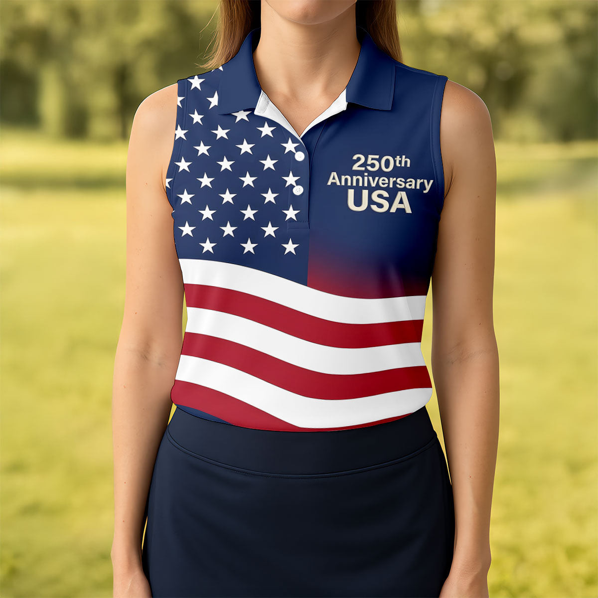 250Th Anniversary USA Sleeveless Polo Shirt Patriotic Women's Clothing Good Golf Gifts