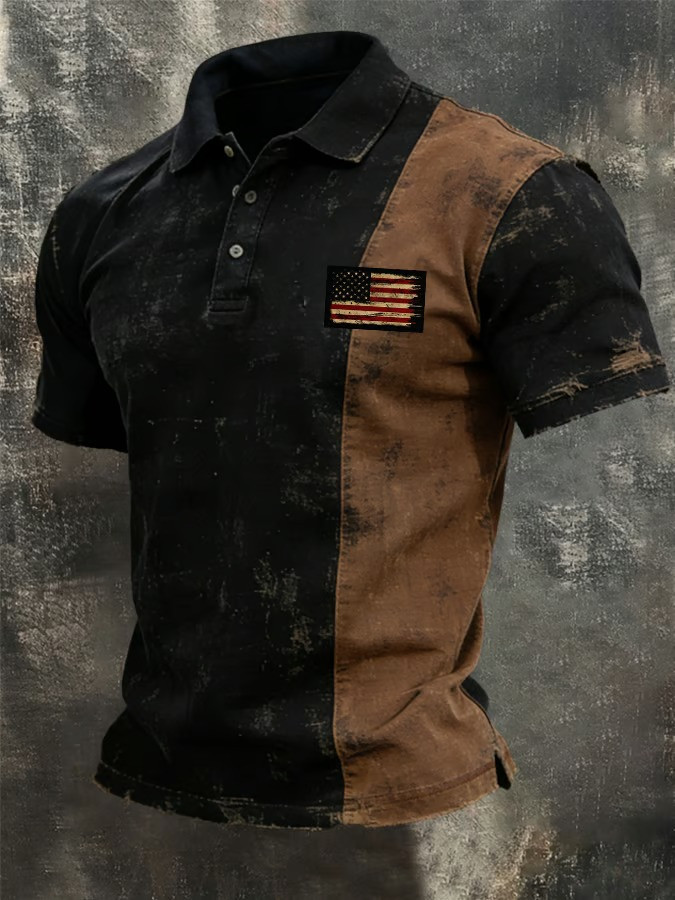 250th Anniversary Vintage Distressed American Flag Polo Shirt Patriotic USA Independence Gift For Dad