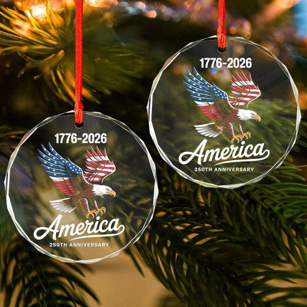 250th USA Anniversary Glass Ornament Eagle USA Flag 1776 2026 Xmas Gifts For Men