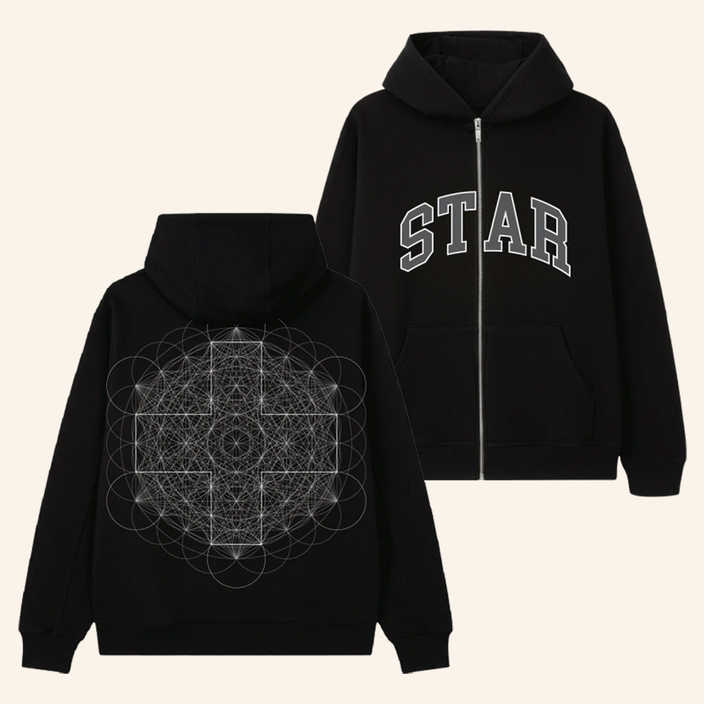 2hollis Merch Black Star Zip Up Hoodie Best Gifts For Rapper Fans