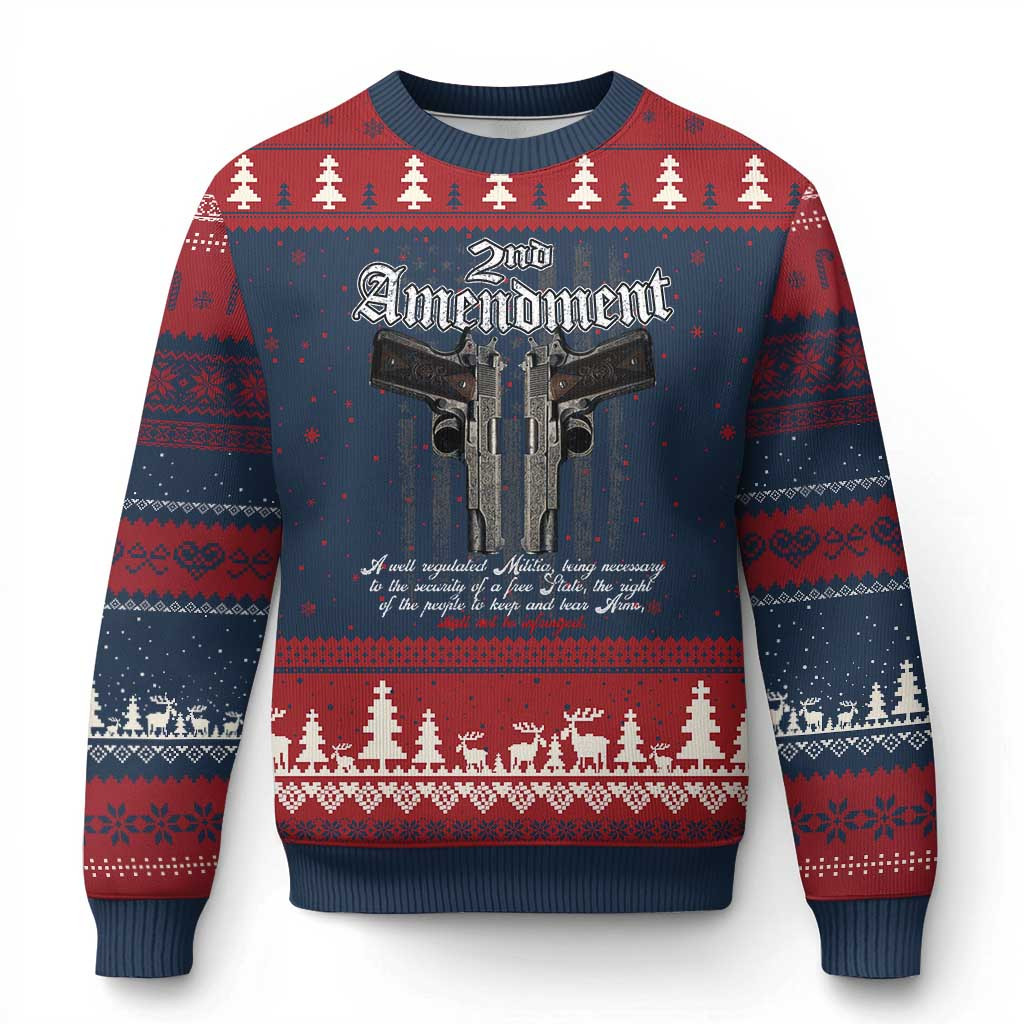 2nd Amendment Ugly Christmas Sweater Patriotic American Flag Sweater Gifts For Gun Lover