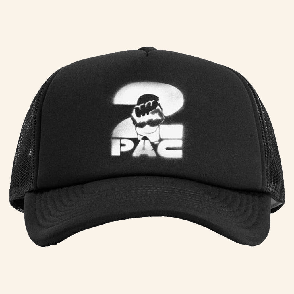 2Pac Merch Stencil 2Pac Logo Black Trucker Hat Rapper Gifts For Fans 2Pac Merch Stencil 2Pac Logo Black Trucker Hat Rapper Gifts For Fans