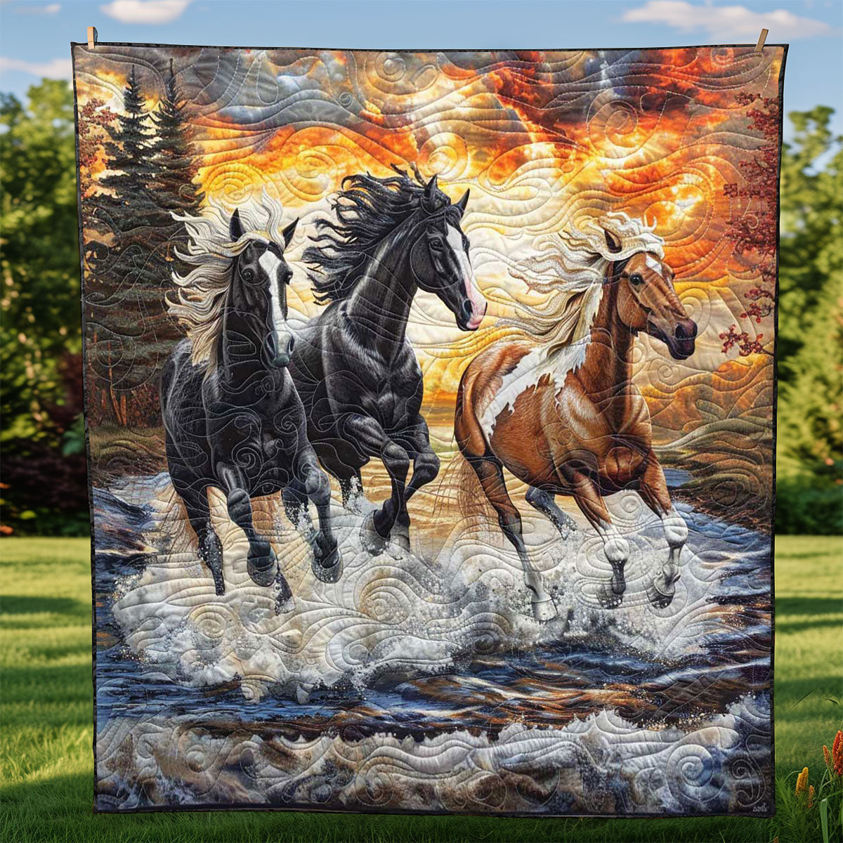 3 Horse Racing Quilt Blanket Throws For Couch Gifts For The Family Christmas