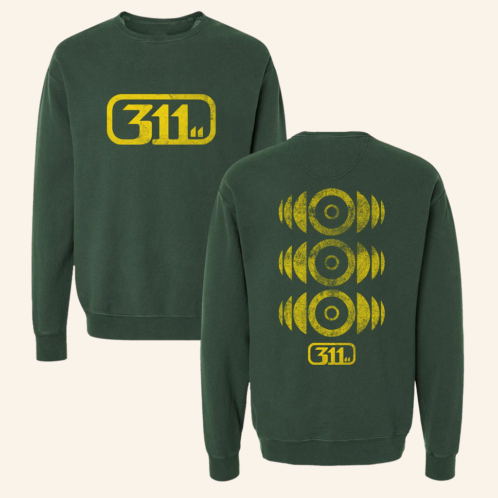 311 Merch Green Soundsystem Crewneck Sweatshirt Gift Ideas For Rock Fans
