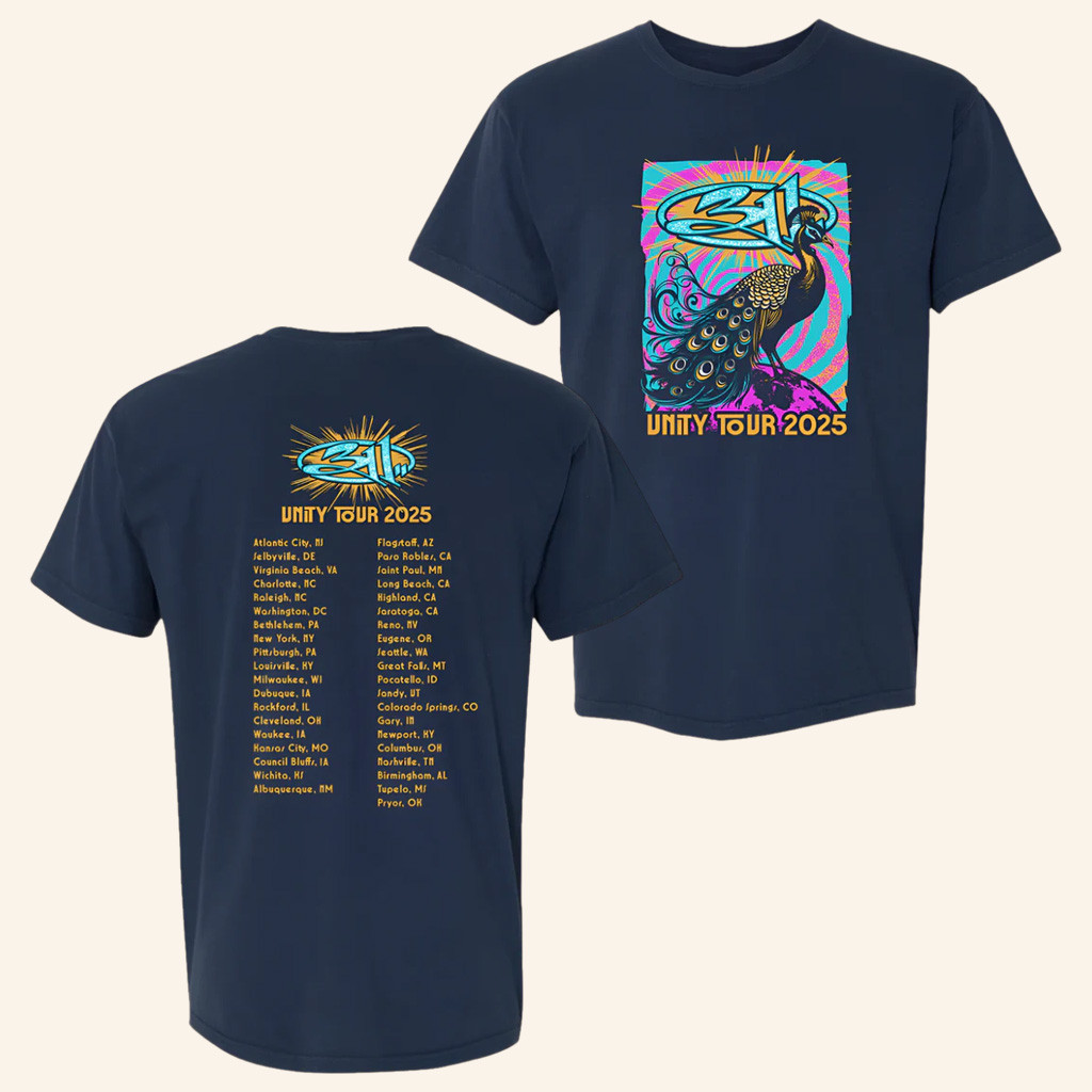 311 Merch Unity Tour 2025 Peacock T-Shirt Gifts For Rock Fans 311 Merch Unity Tour 2025 Peacock T-Shirt Gifts For Rock Fans