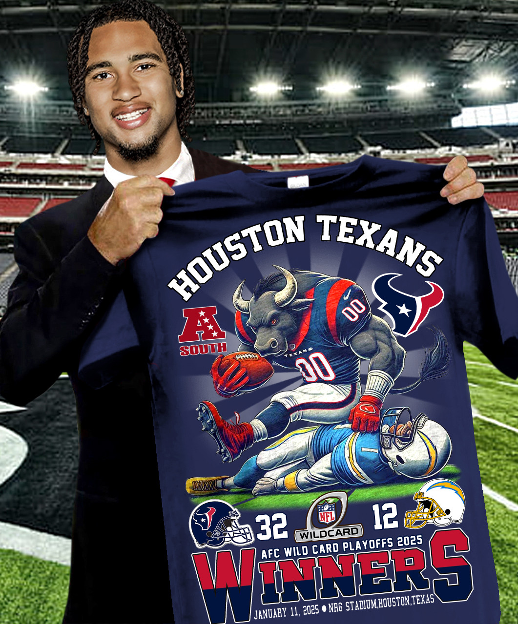 32 12 AFC Wild Card Playoffs 2025 Winners Houston Texans T-Shirt Football Gifts For Men