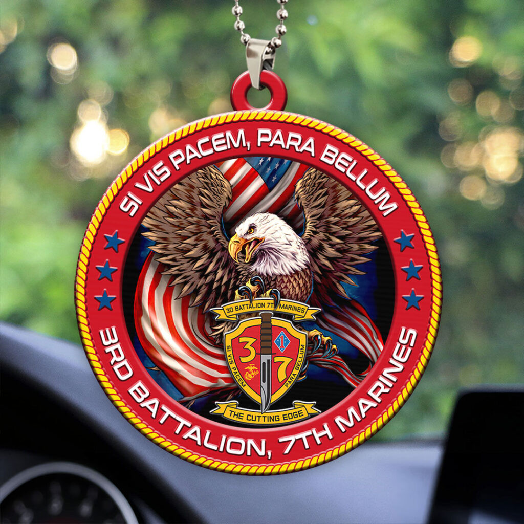 3rd Battalion 7th Marines Car Ornament Eagle Si Vis Pacem Para Bellum Car Hanging Decorations