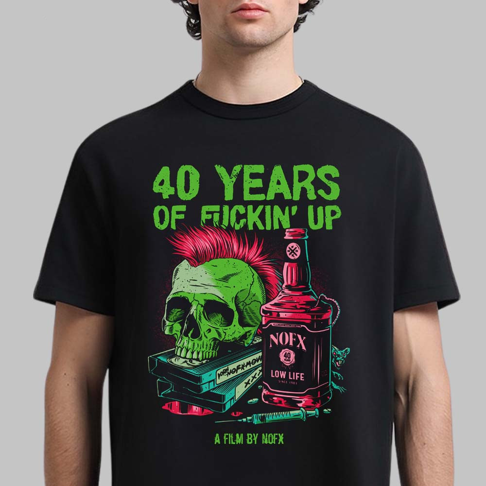 40 Years Of F Up Film Merch Bottle Skull T-Shirt NOFX Merch Music Lover Gift