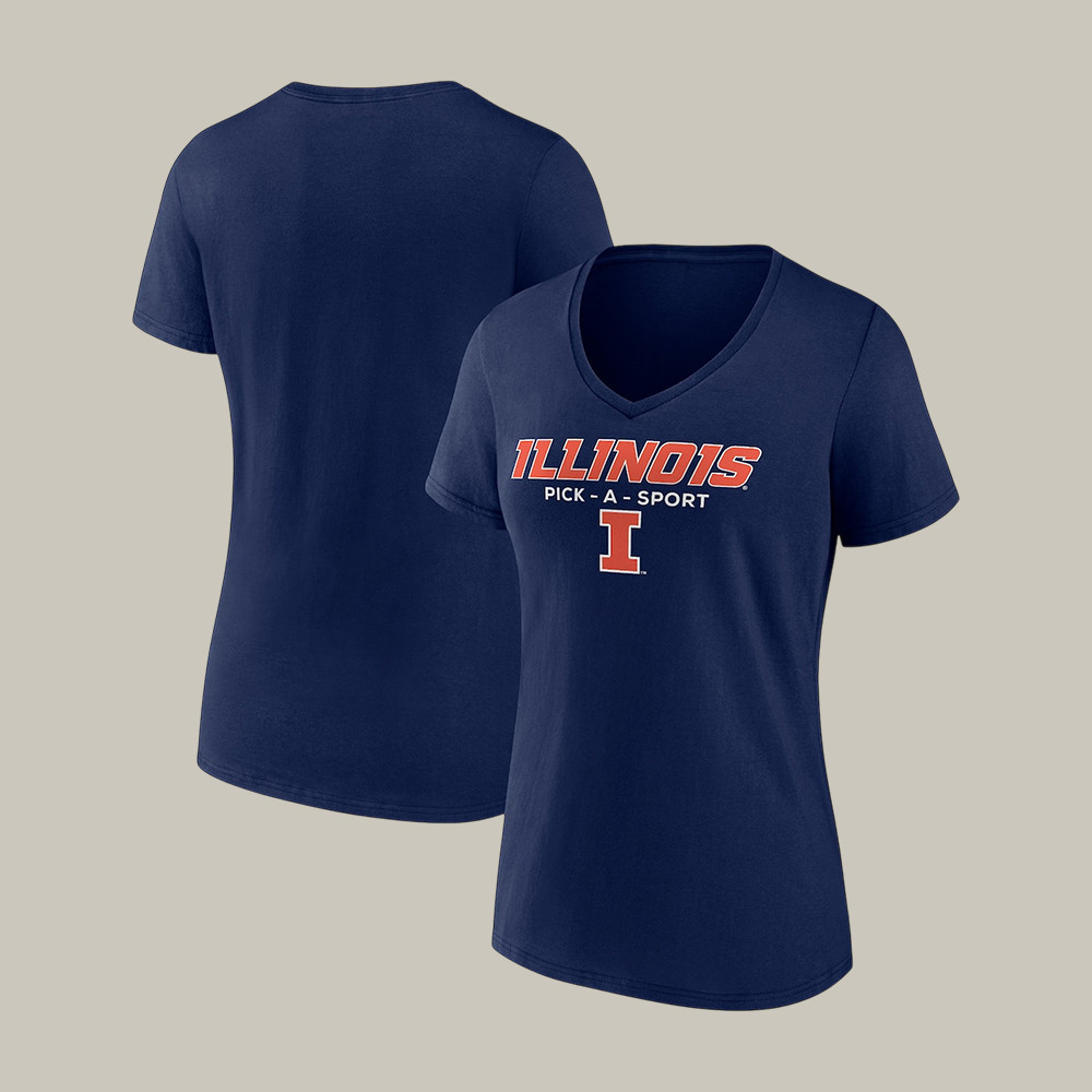 423 Women's Navy Illinois Fighting Illini Authentic Pick A Sport V Neck T Shirt