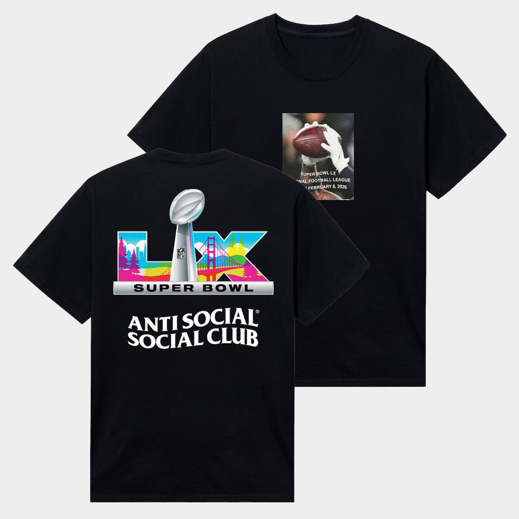 49Ers Merch Anti Social Social Club X Black Super Bowl LX T-Shirt Gifts For Football Fan