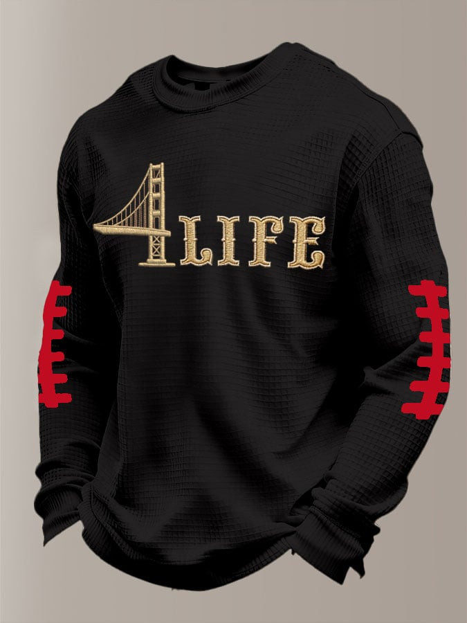 49ers Super Bowl Waffle Long Sleeve Shirt 4 Life Shirt Game Day 49ers Merch Men's Gifts