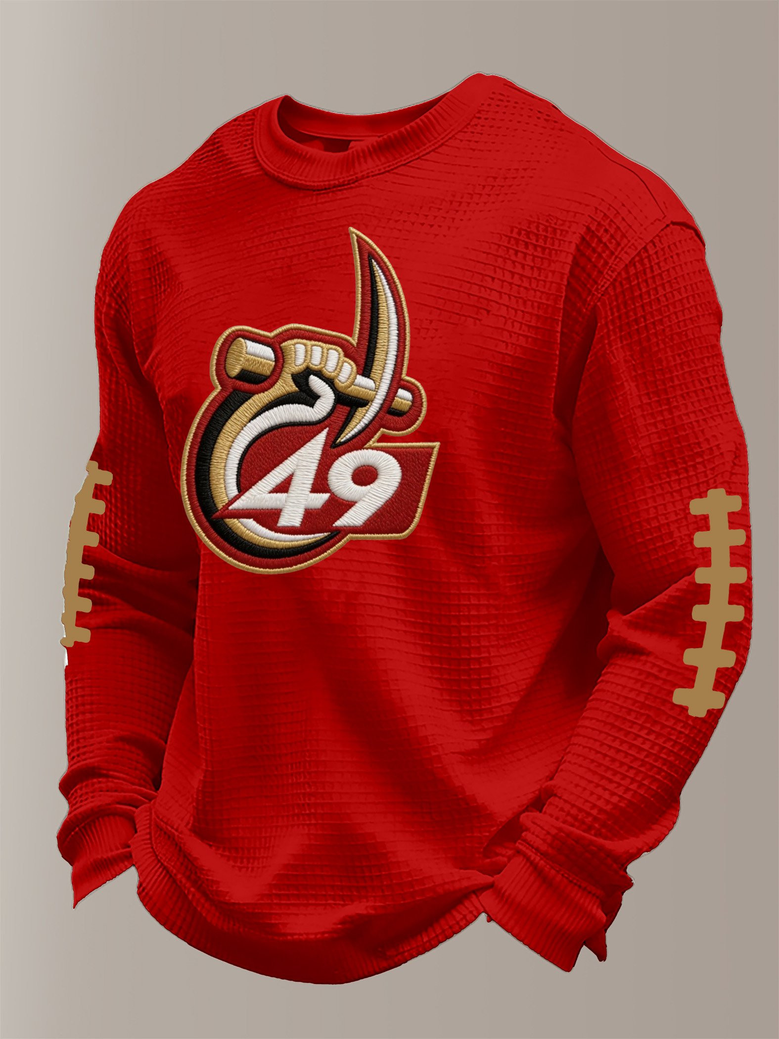 49ers Super Bowl Waffle Long Sleeve Shirt Game Day Merch Gifts For San Francisco Football Fan-1
