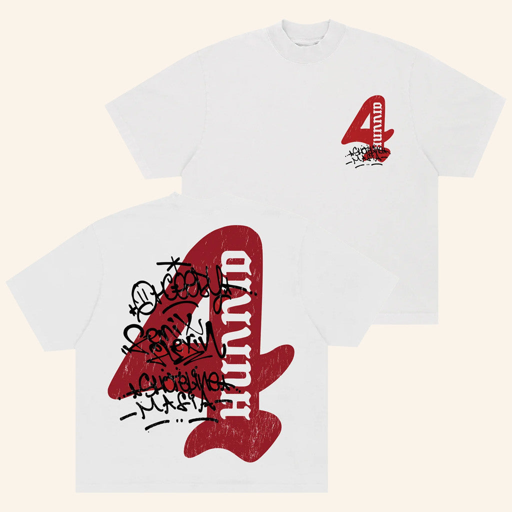 4Hunnid Merch 4Hunnid X Shoreline Mafia White T-Shirt Gift Ideas For Husband 4Hunnid Merch 4Hunnid X Shoreline Mafia White T-Shirt Gift Ideas For Husband