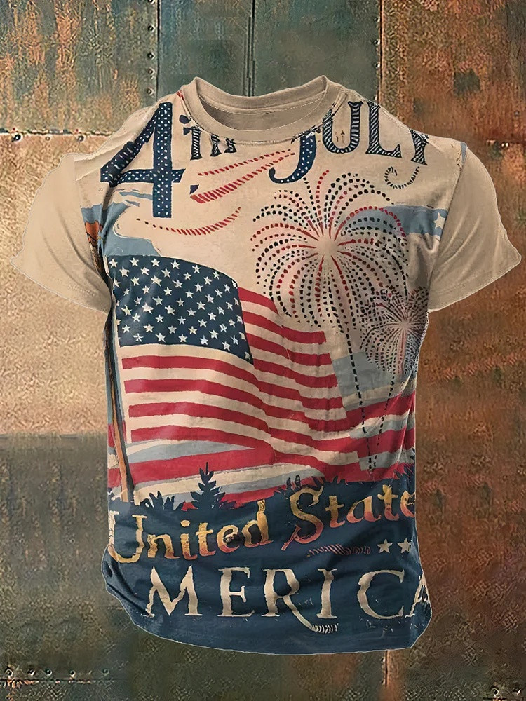 4th Of July Fireworks Graphic Tees Men USA Patriotic T Shirt 250th Anniversary Gift For Him