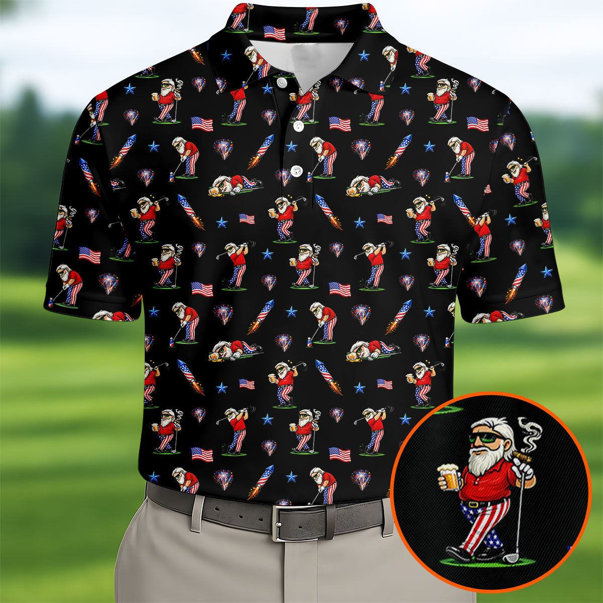 4Th Of July Funny Man Golf And Beer Golf Polo Shirt Patriotic Golf Shirt Gifts For Him
