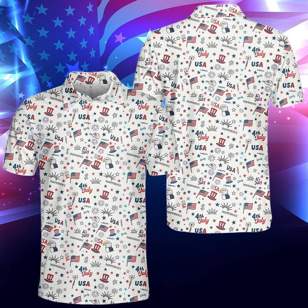 4th Of July Golf Polo Shirt For Men Patriotic USA Shirt Gifts For Him