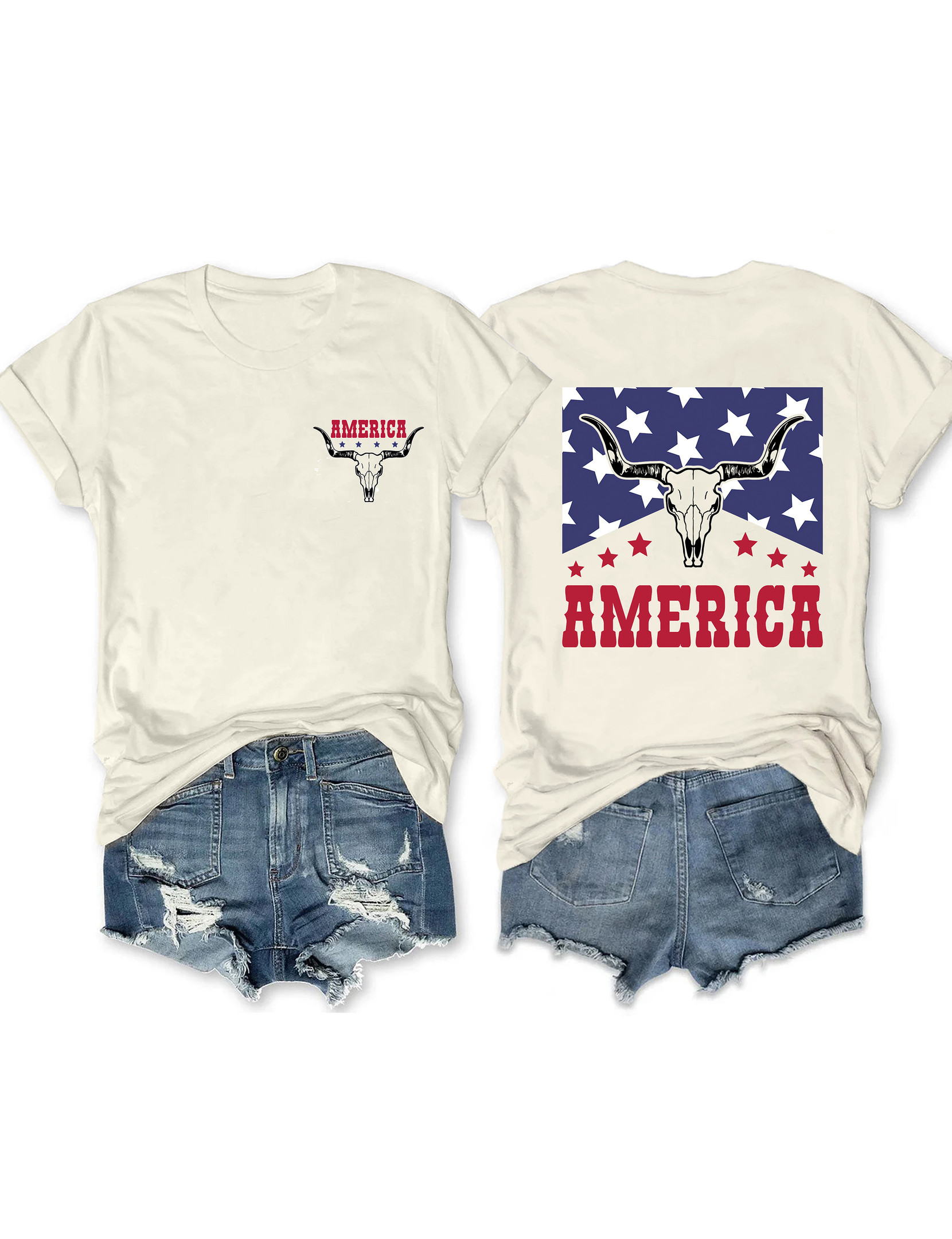 4th Of July T-Shirt American Flag Pattern Independence Day Shirt Patriotic Gift Ideas