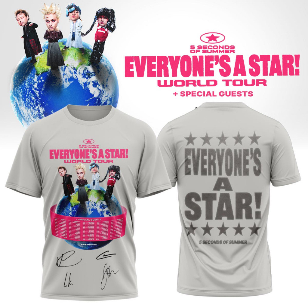 5 Seconds Of Summer Everyone's A Star World Tour Shirt Fan Apparel Gifts For Dudes