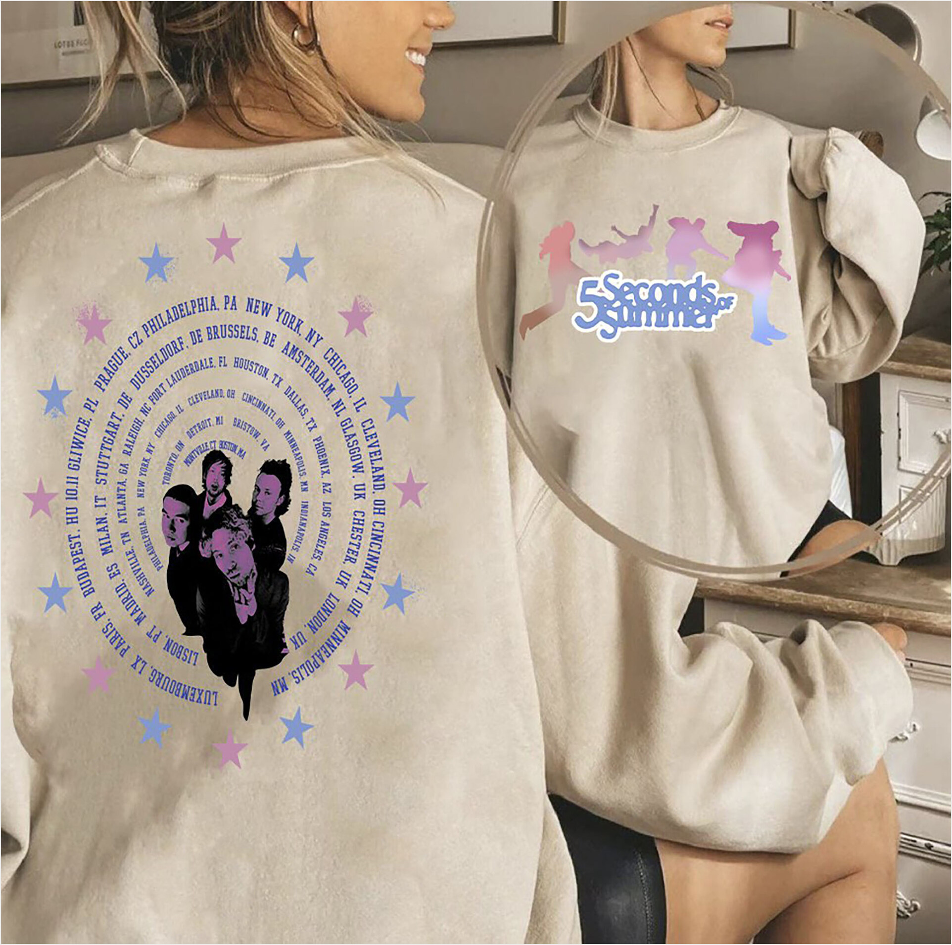 5 Seconds Of Summer Music Sweatshirt, 5Sos Sweatshirt, Vintage The Show Tour Sweatshirt, 5 Seconds Of Summer Sweatshirt, Tour Band Sweatshirt Gifts For Fans