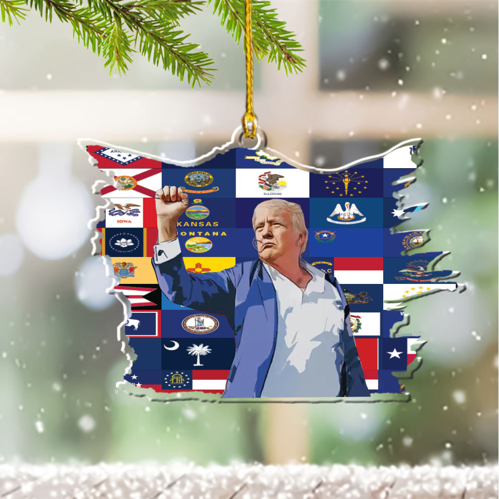 50 States for Trump 2024 Ornament Shape I Stand With Trump Christmas Decoration