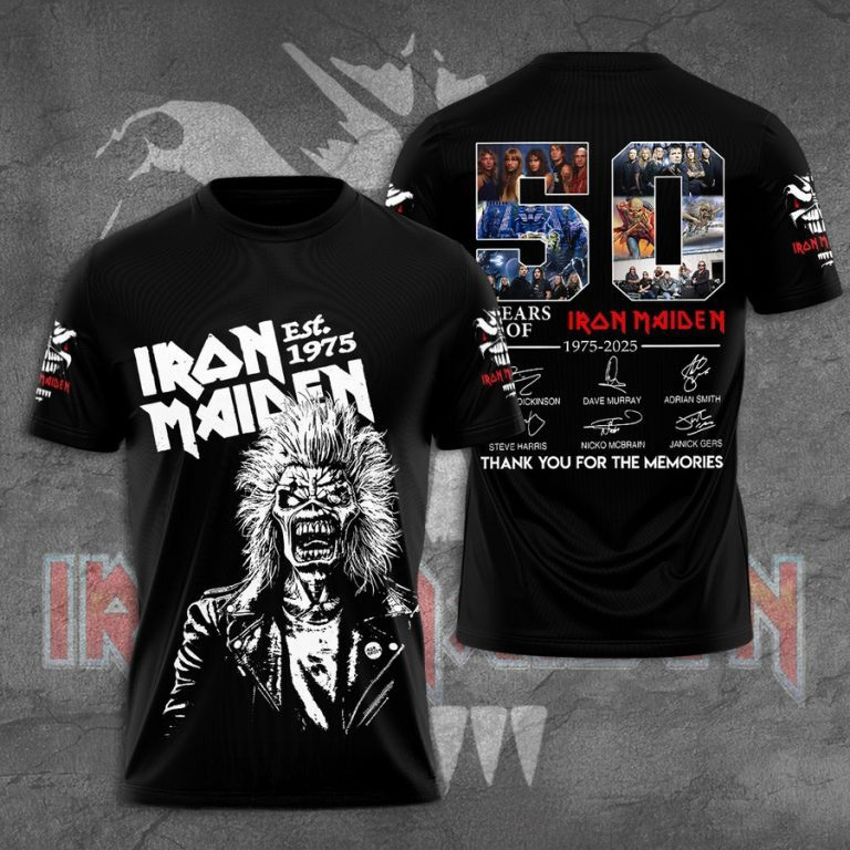 50 Years Of Iron Maiden 1975 2025 T-Shirt Gifts For Fans
