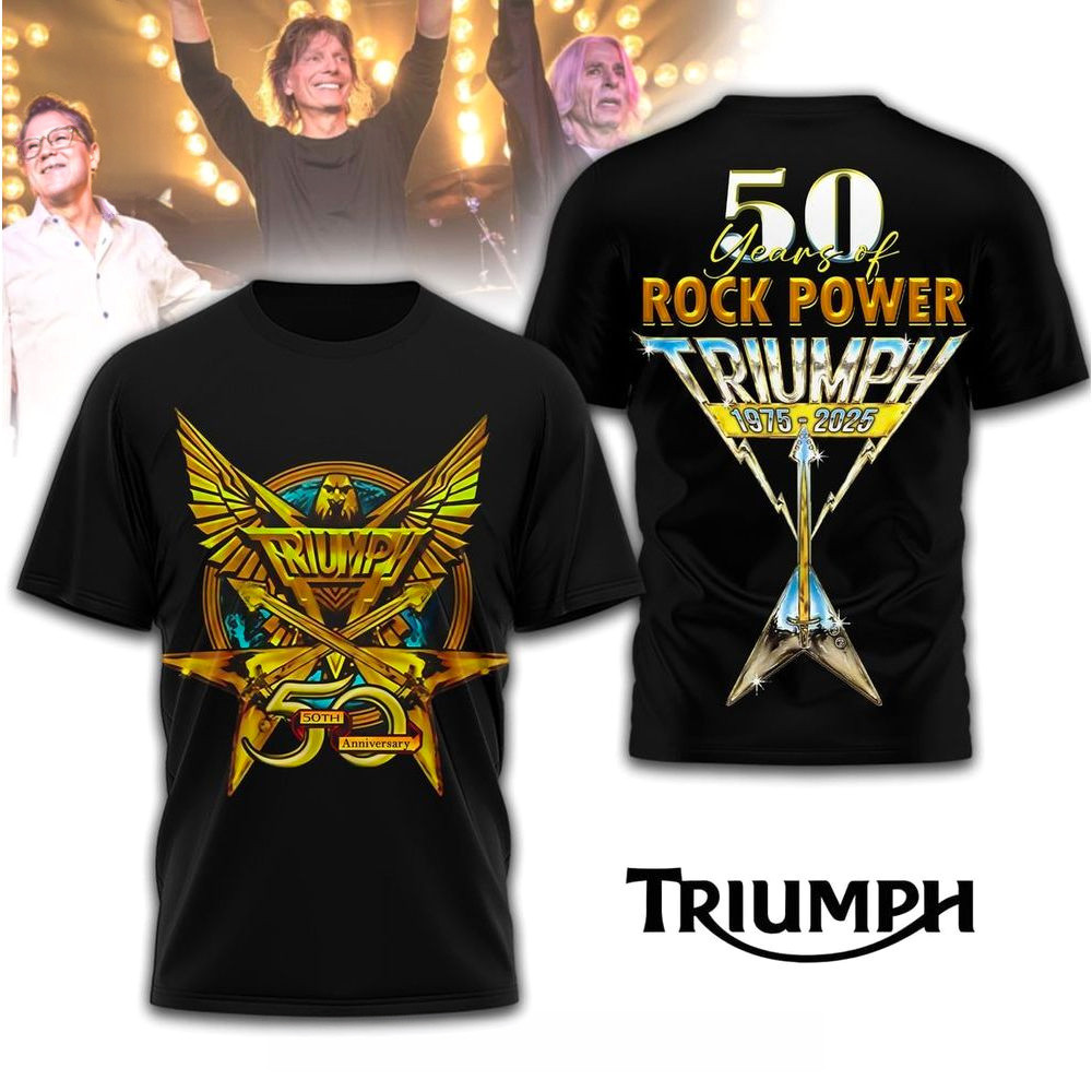 50 Years Of Rock Power Triumph 1975 2025 T-Shirt Triumph Merch Birthday Gift For Rock Lovers