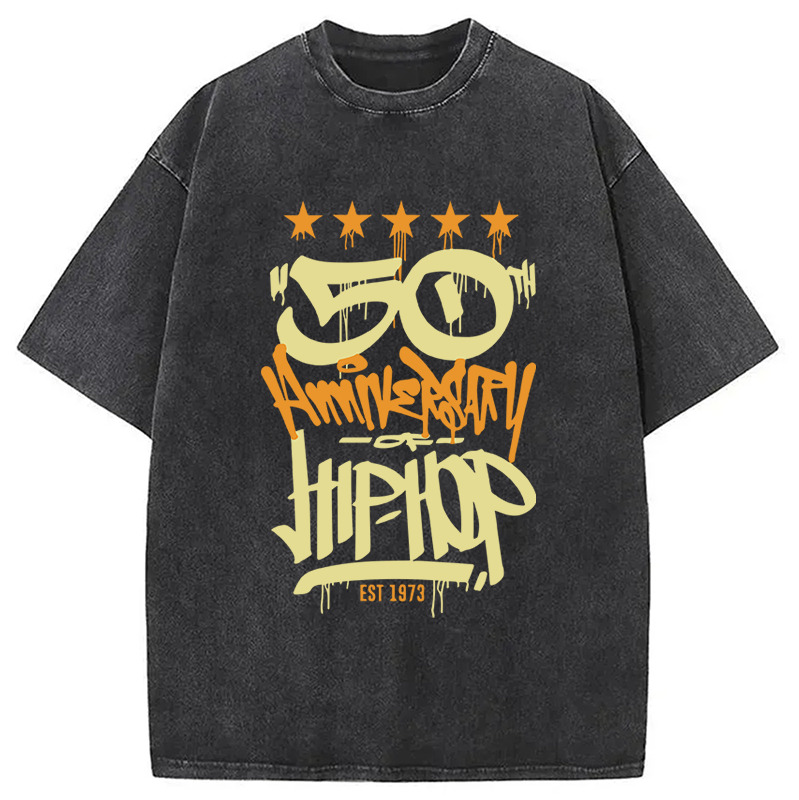50th Anniversary of Hip-Hop Washed T-Shirt Unique Aesthetic Fashion Tee Gifts For Sister