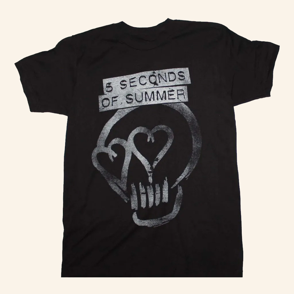 5SOS Merch 5 Seconds Of Summer Heartskull T-Shirt Cool Gifts For Music Lovers