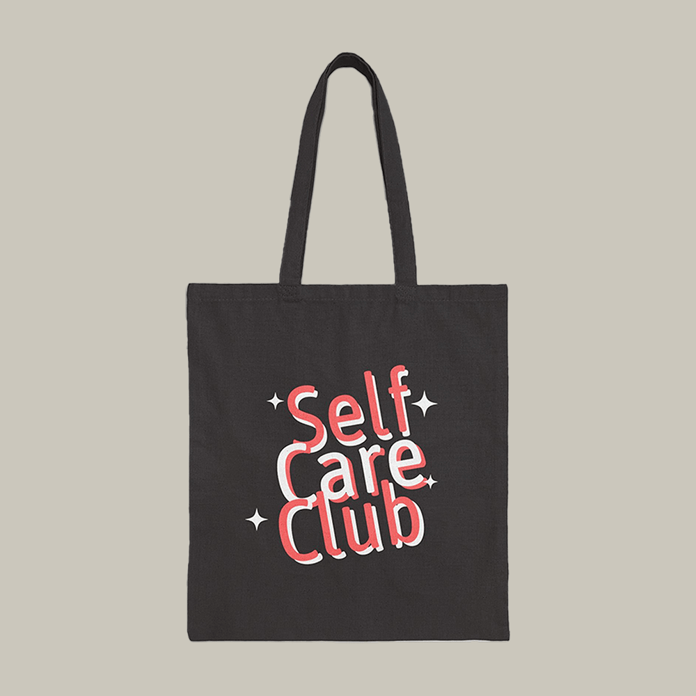 64 Self Care Club Cotton Canvas Tote Bag Reusable Shopping Bag Bethesda Merch