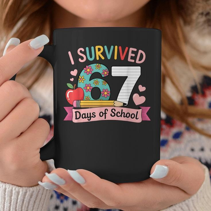 67 Days of School Survivor Mug Flowers Apple Pencil 67 Meme Cute School Gifts For Teens
