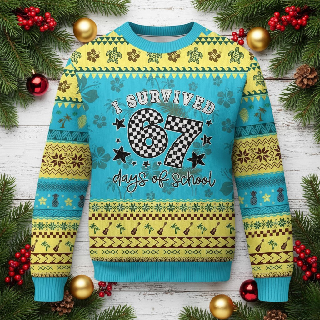 67 Days Of School Ugly Christmas Sweater Cozy Clothes Gifts For Students Celebration