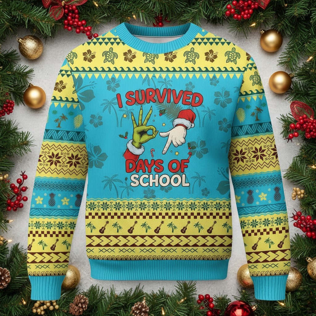 67 Days Of School Ugly Christmas Sweater Cute Grinch Hand Cozy Apparel Present For Teens