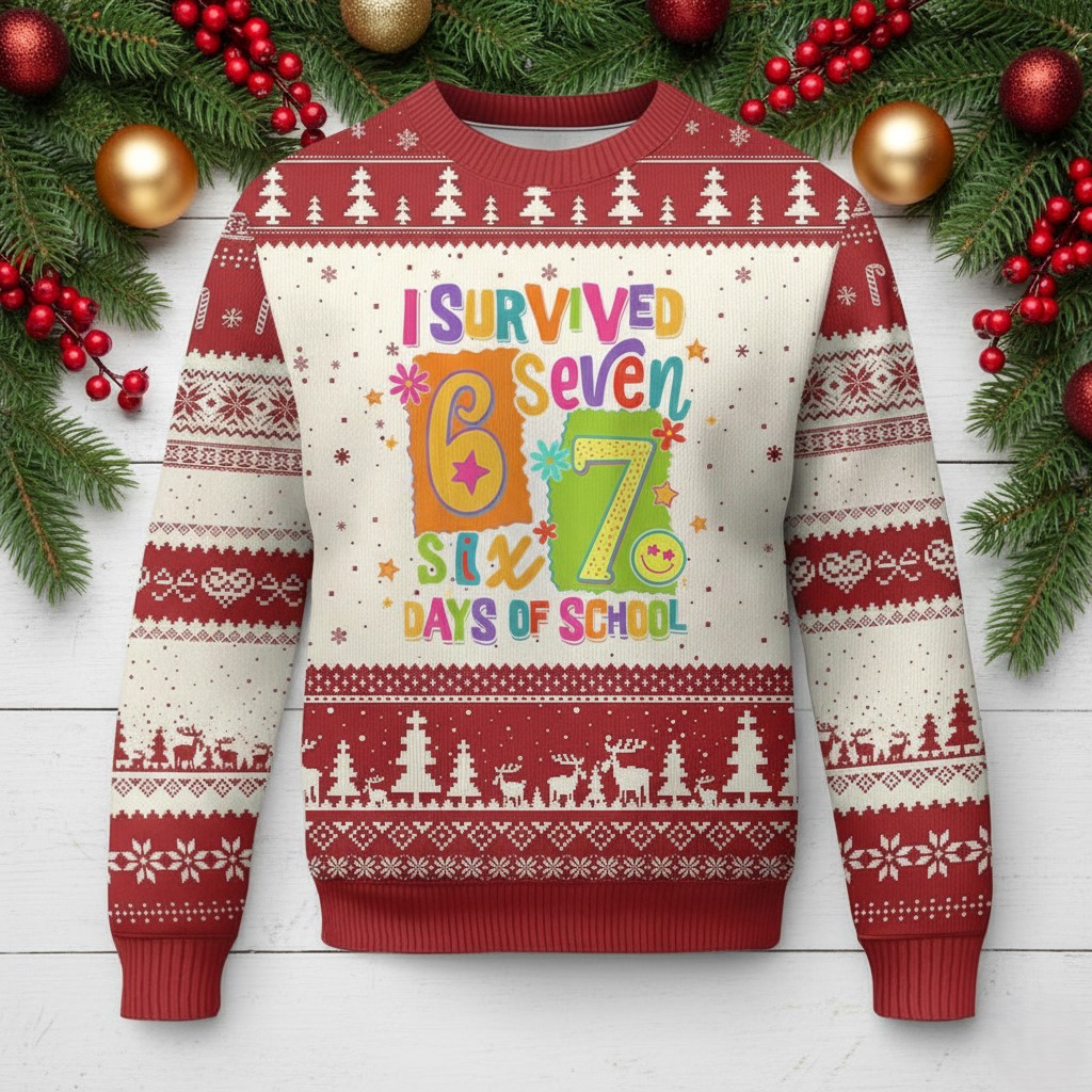 67 Days Of School Ugly Holiday Jumper Six Seven Teachers Apparel Xmas Gifts For Teens