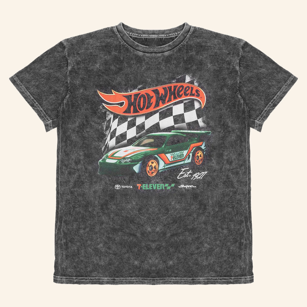 7 Collection Merch 7 Eleven X Hot Wheels Checkered Vintage Wash T-Shirt Gift Ideas For Him