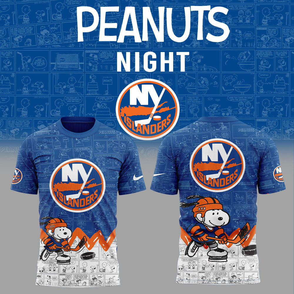 75Th Anniversary Of Peanuts X New York Islanders T-Shirt Hockey Lovers Gifts