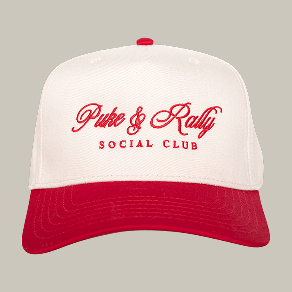 79 Puke & Rally Social Club Two Toned Hat Witty Sayings Katydid Brand Cap