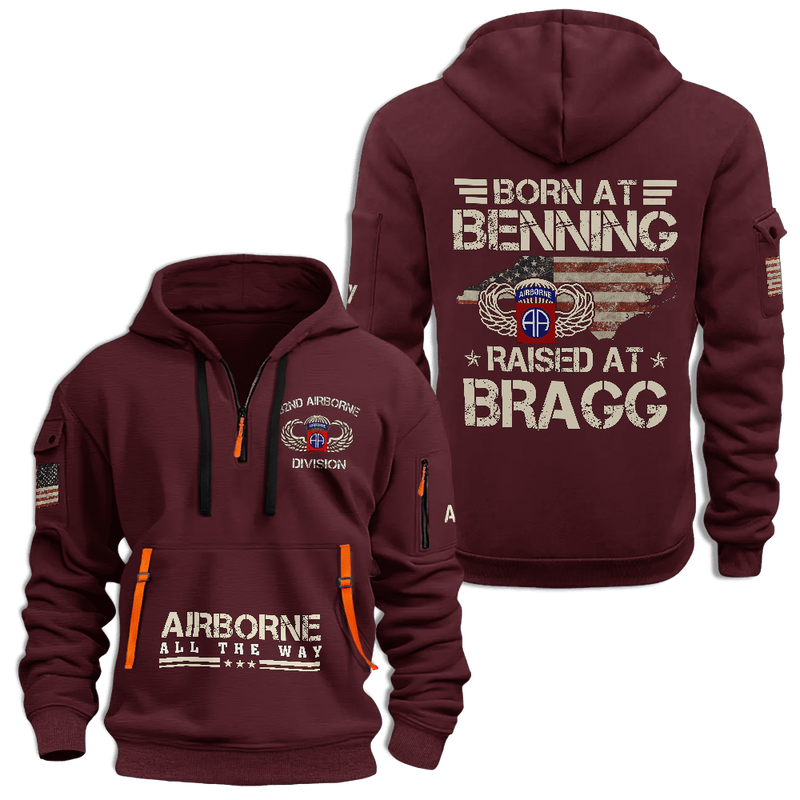 82nd Airborne Division Airborne All The Way Half Zip Hoodie Veterans Day Father's Day Gift for Dad 82nd Airborne Division Airborne All The Way Half Zip Hoodie Veterans Day Father's Day Gift for Dad
