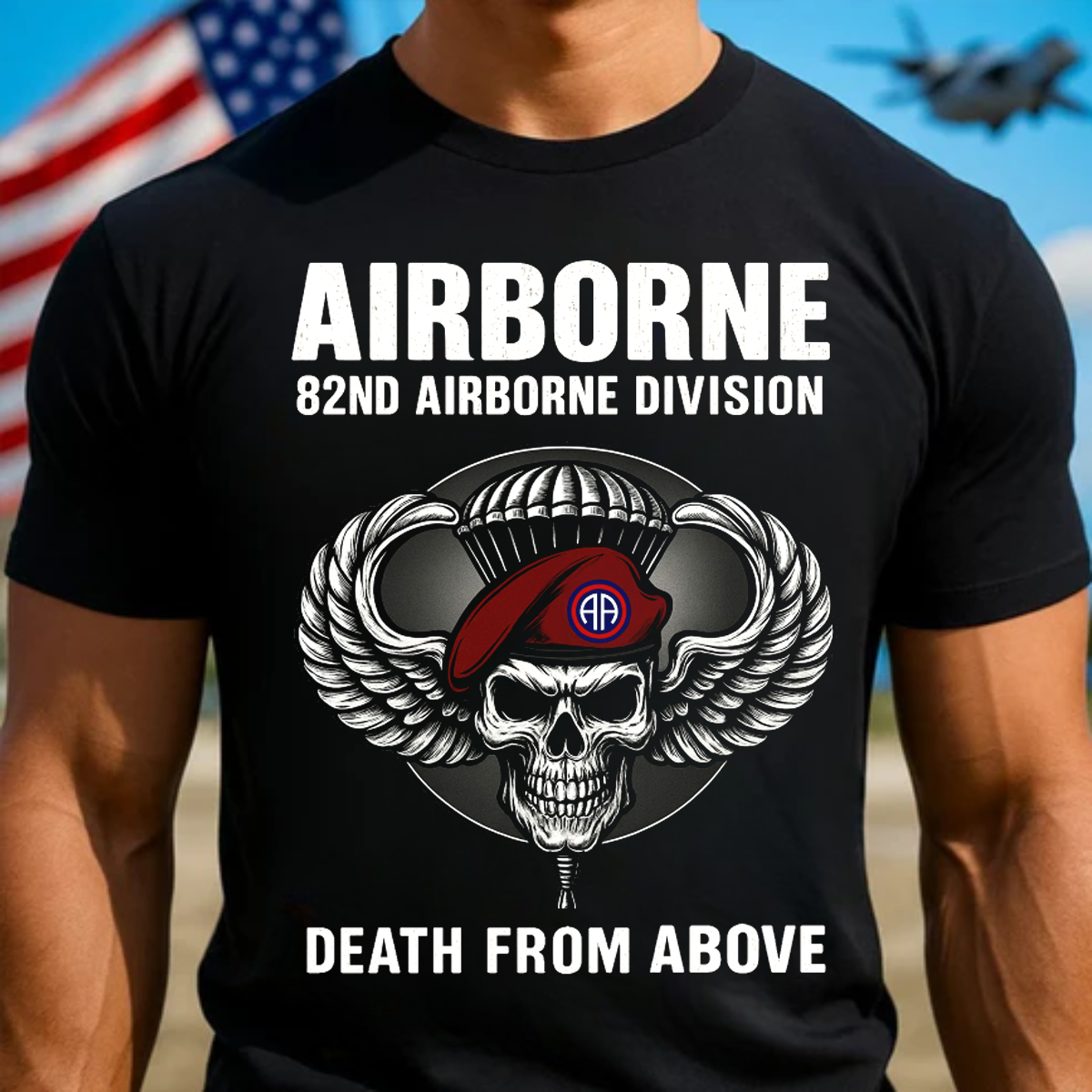 82nd Airborne Division "Death from Above" T-Shirt Military Patriotic Apparel Veterans Day Gift for Dad